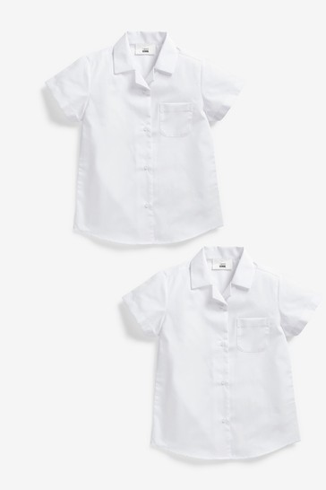 2 Pack Short Sleeve Revere Collar School Shirts (3-17yrs)