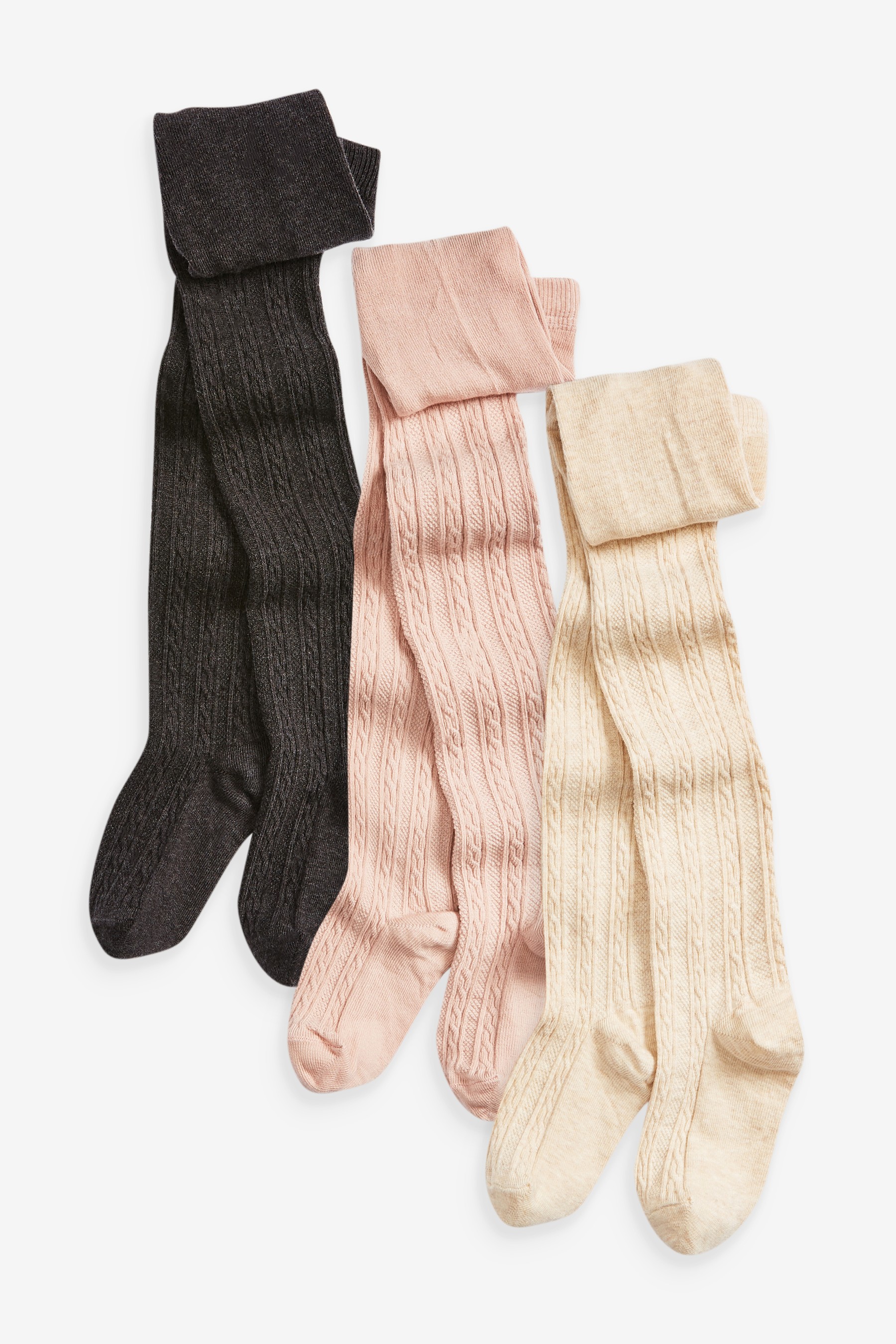 3 Pack Cotton Rich Cable Tights