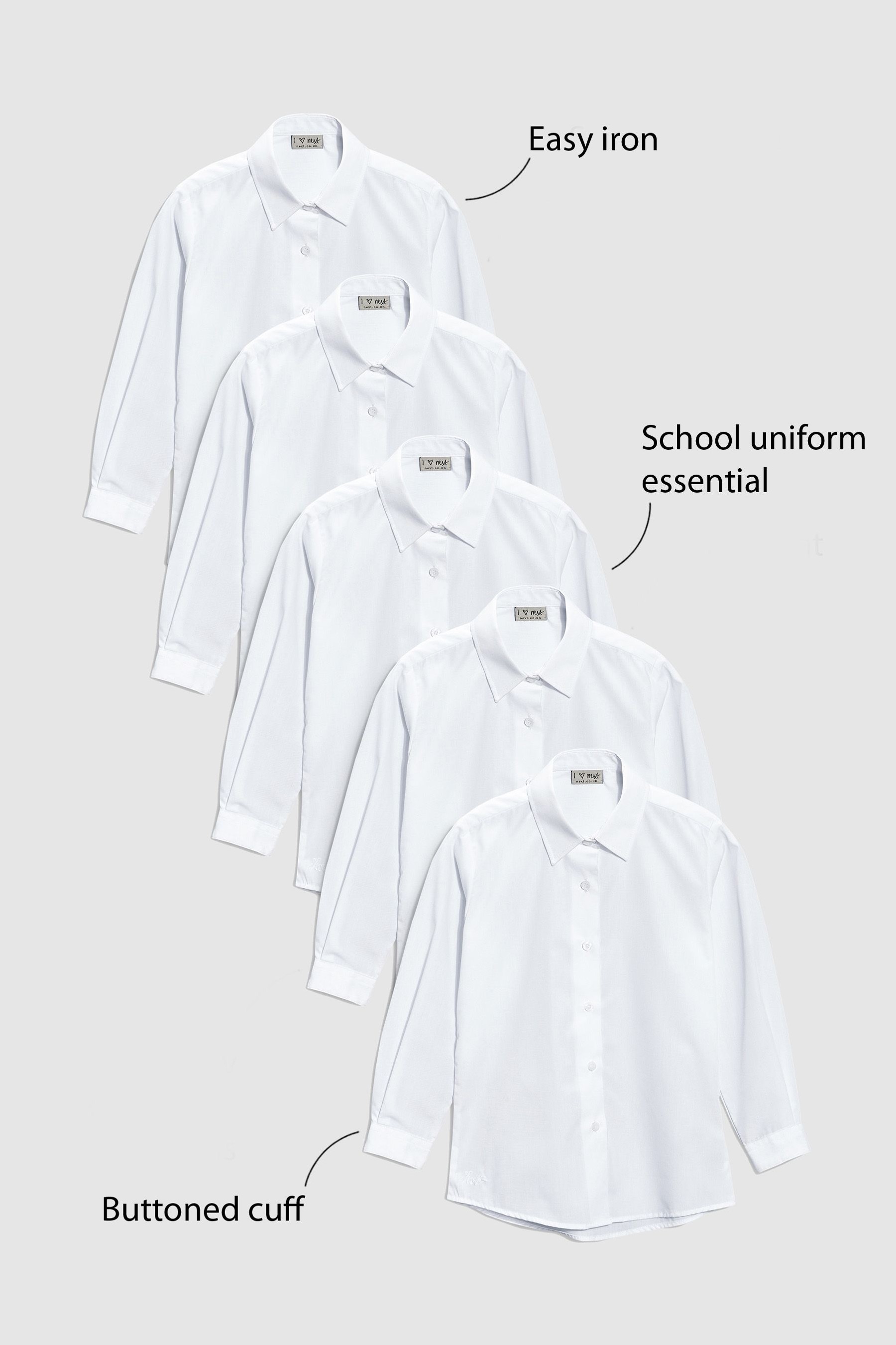 5 Pack Long Sleeve Formal Shirts (3-17yrs) Standard