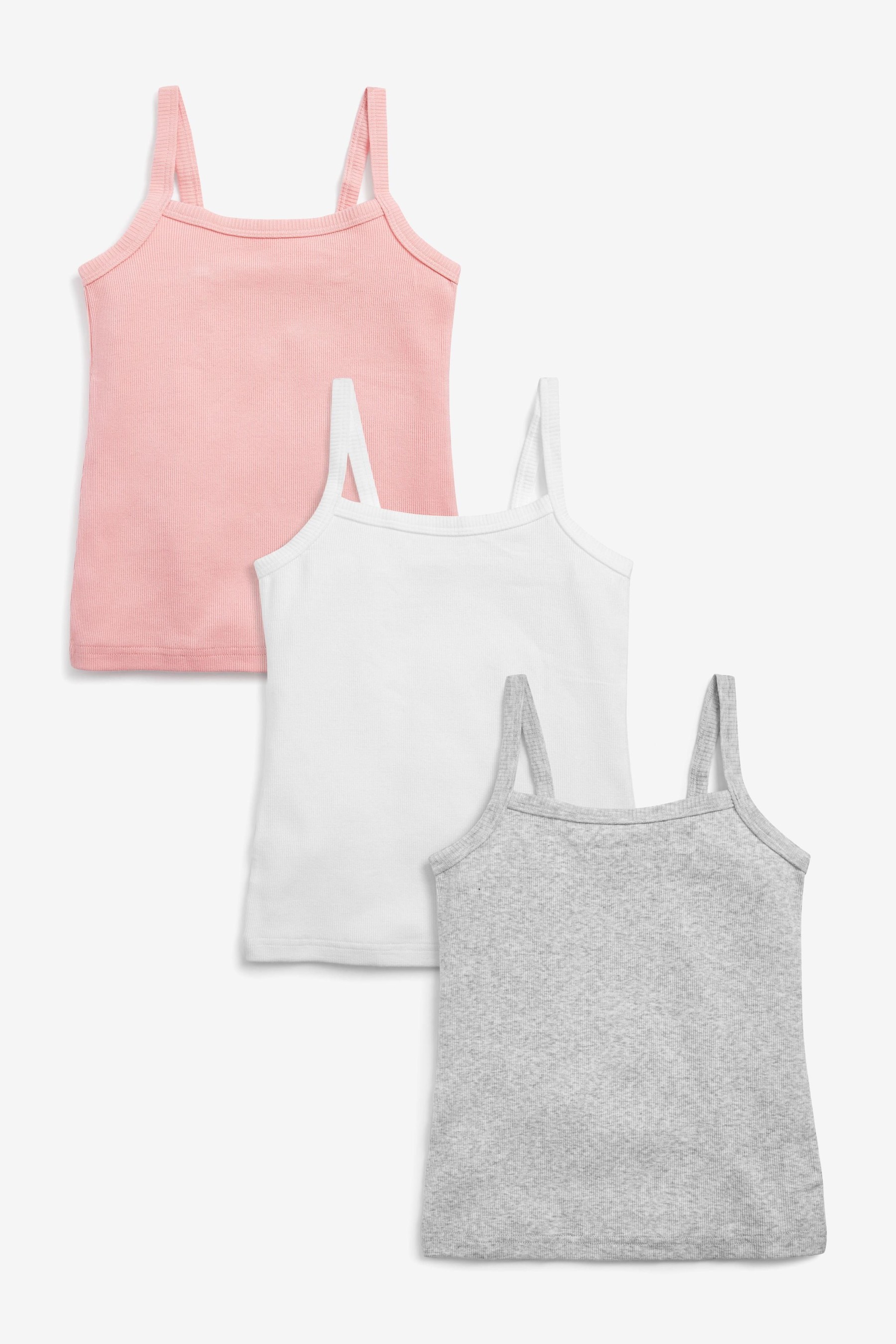 3 Pack Rib Strappy Cami Vests (1.5-16yrs)