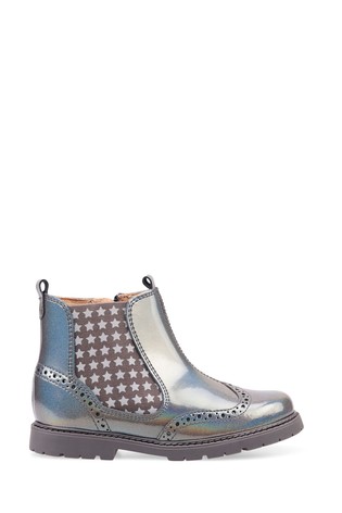 Start-Rite Chelsea Metallic Silver Grey Leather Zip-up Boots