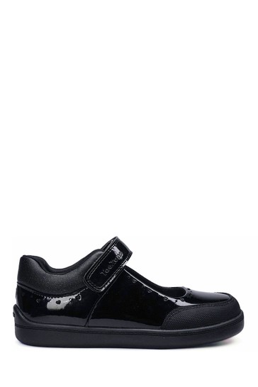 ToeZone Black Patent One Strap School Shoes