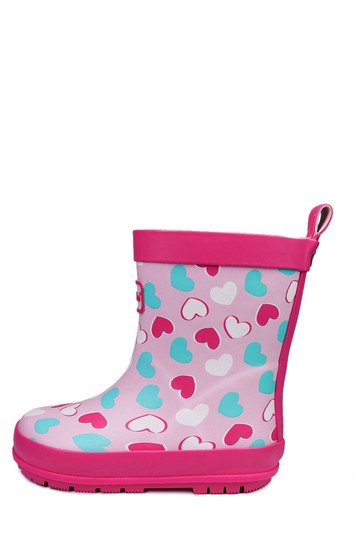 ToeZone Pink Love Heart Print Wellies