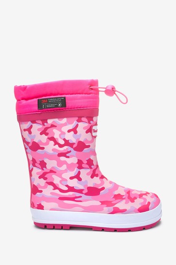 ToeZone Pink Tie Top Camo Wellies