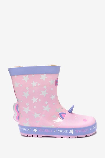 حذاء ToeZone Pink Unicorn Wellies