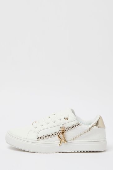 River Island White Og Stripe Monogram Plim Shoes