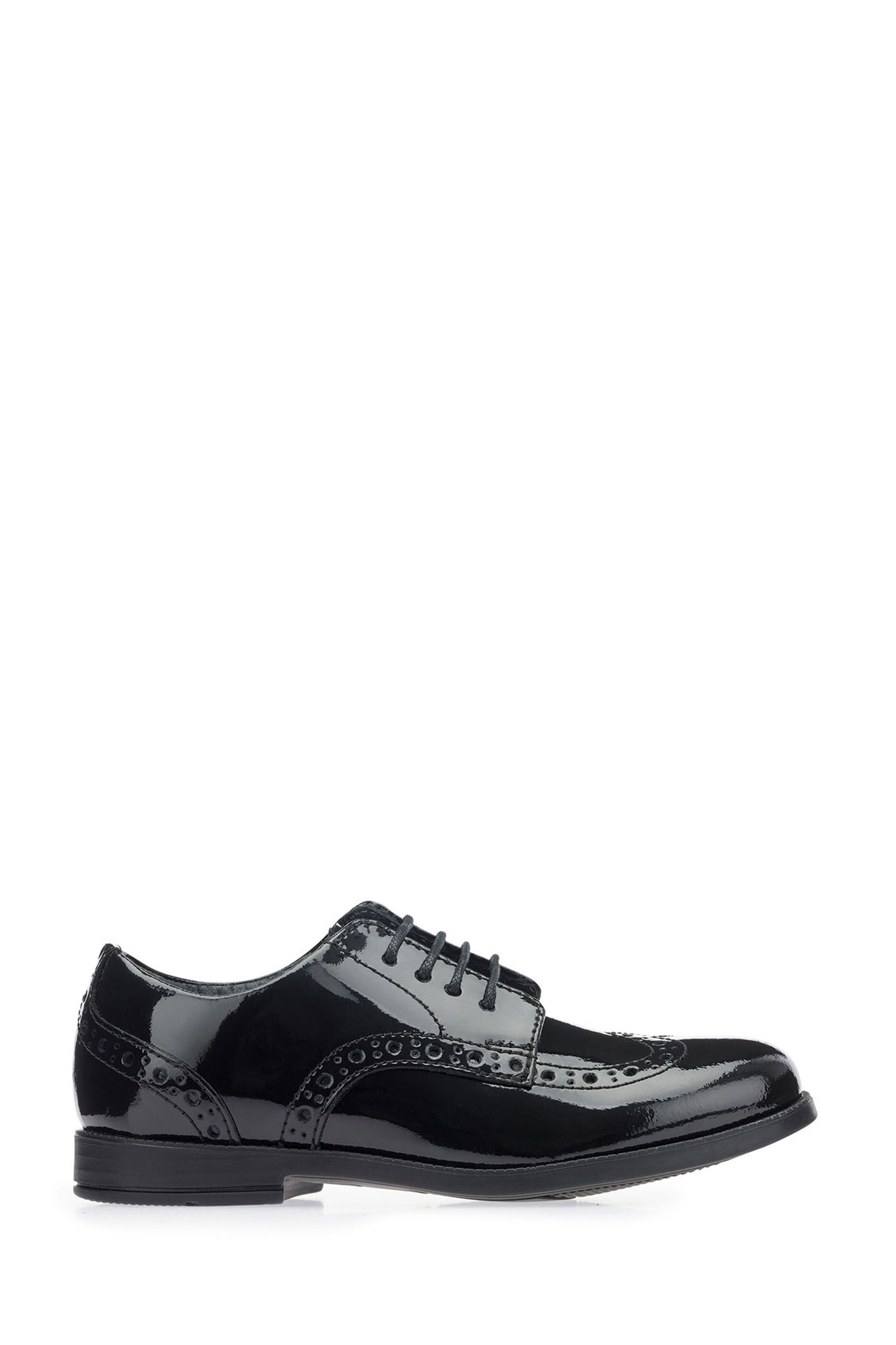 Start-Rite Pri Brogue Lace-up Black Patent Leather School Shoes