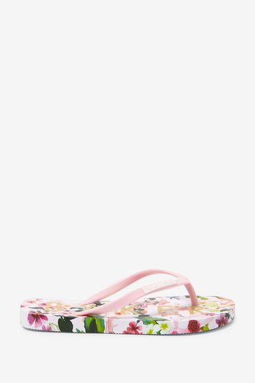 Baker by Ted Baker Pink Floral Flip Flops