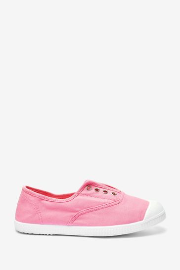 Trotters London Pink Plum Canvas Shoes