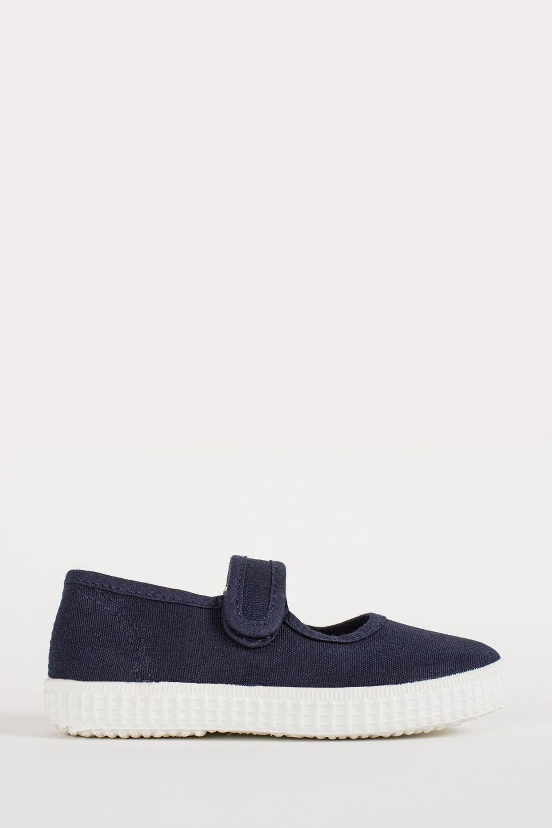 Trotters London Blue Navy Martha Canvas Shoes