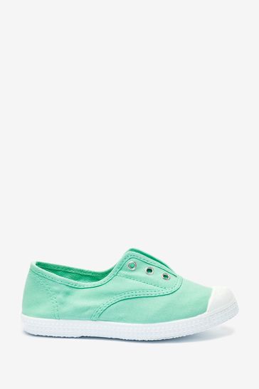 Trotters London Green Plum Canvas Shoes