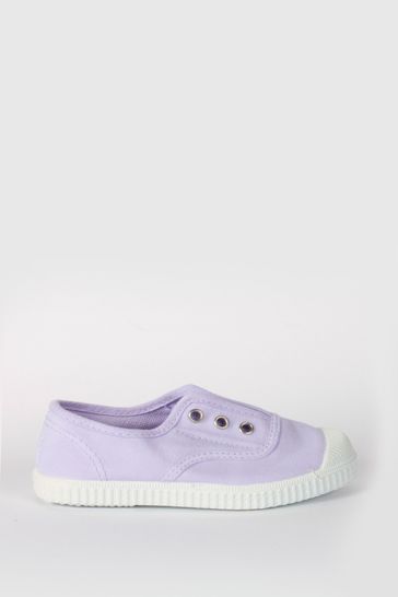 Trotters London Purple Plum Canvas Shoes