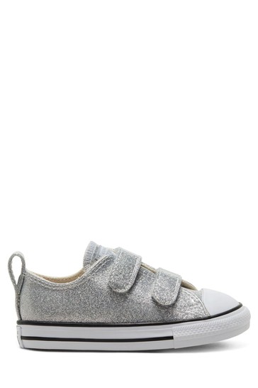 Converse Silver 2V Glitter Junior Trainers