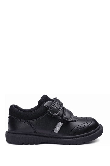 ToeZone Black Twin Strap Brogue School Shoes