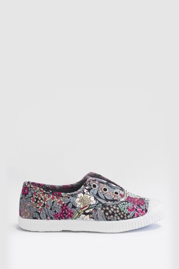 Trotters London Pink Ciara Liberty Plum Canvas Shoes