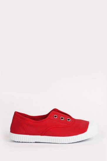 Trotters London Red Plum Canvas Shoes