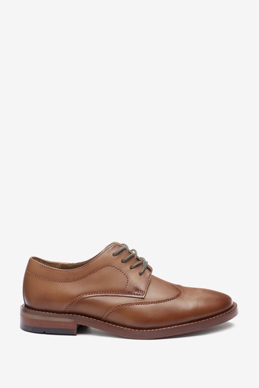Leather Lace-Up Wing Cap Shoes