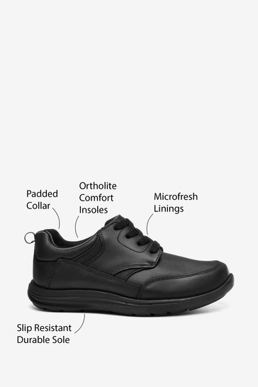 School Leather Lace-Up Shoes Wide Fit (G)
