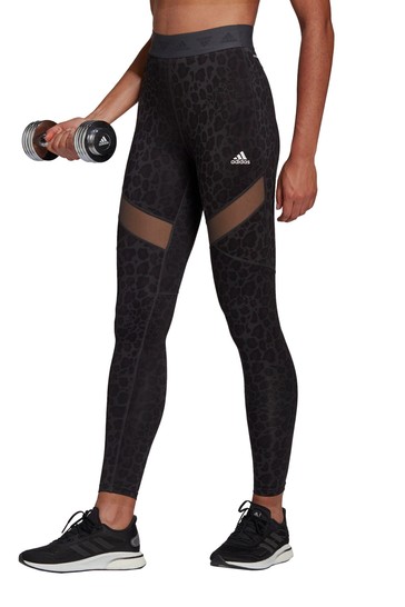 adidas Train All Over Black Leopard Print Leggings