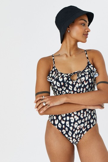 Accessorize Animal Print Frill Swimsuit