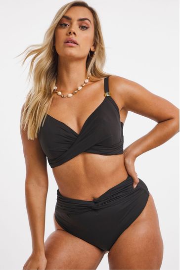 Simply Be Black Magisculpt Twist Front Wired Bikini Top