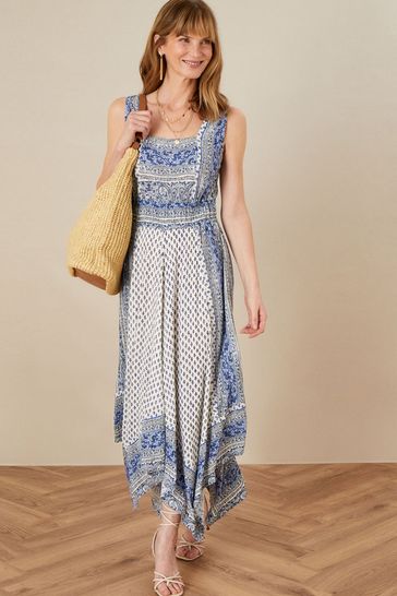 Monsoon Kemala Blue Print Dress