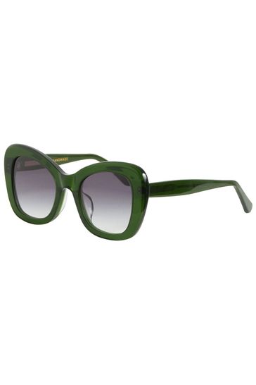 Oliver Bonas Green Butterfly Glam Acetate Sunglasses