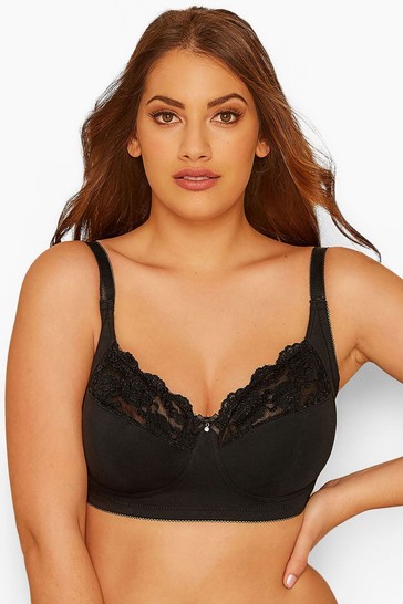 Yours Non Wired Cotton Lace Trim Bra
