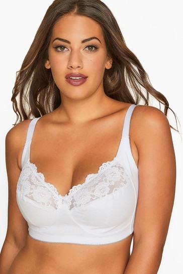 Yours Non Wired Cotton Lace Trim Bra
