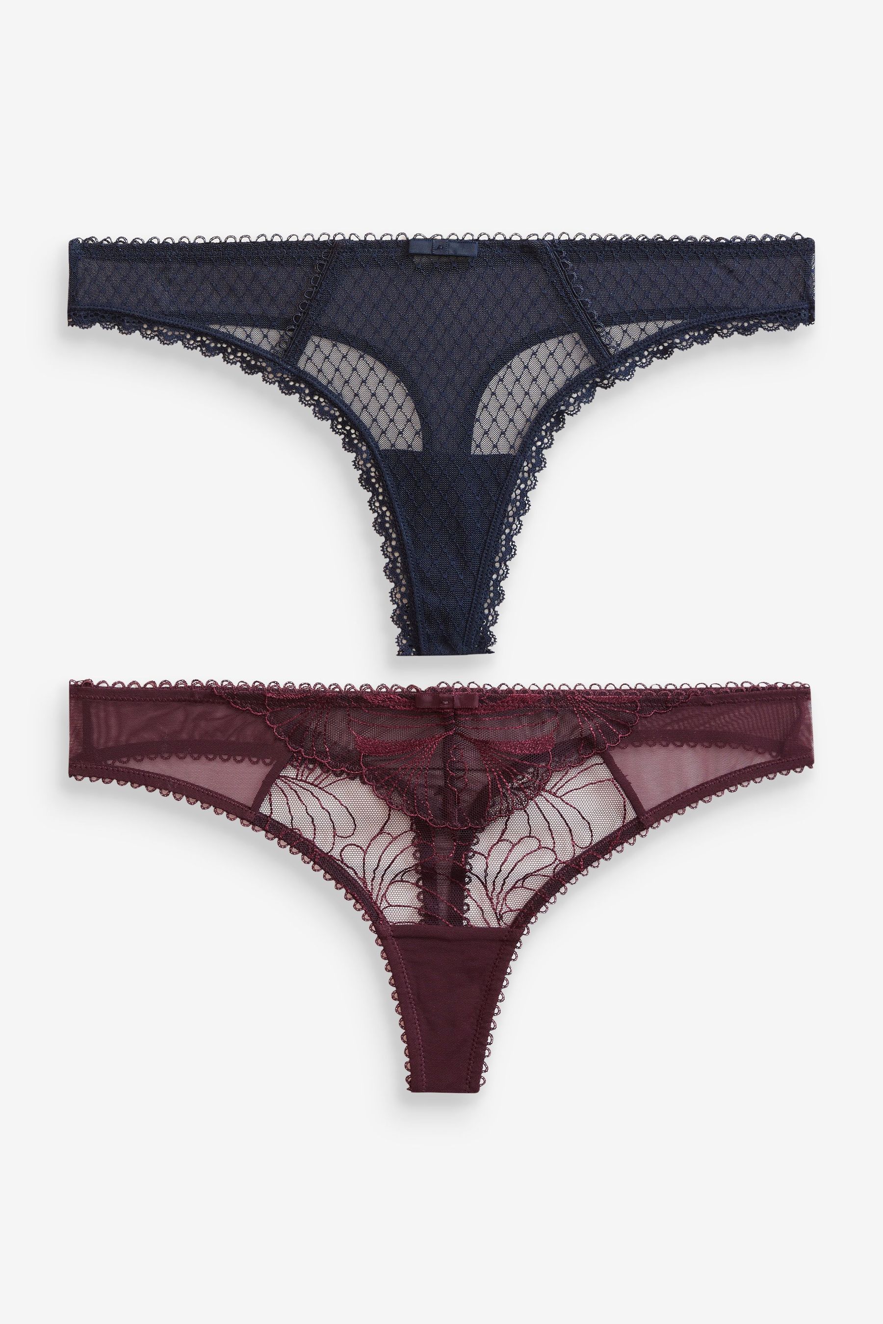 Embroidered Knickers 2 Pack Thong