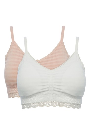 Anya Madsen White Claudette Comfort Non Wired Bra 2 Pack حزمة من 2 حمالة صدر