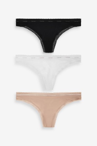 Calvin Klein Black Bottoms Up Refresh Thongs 3 Pack