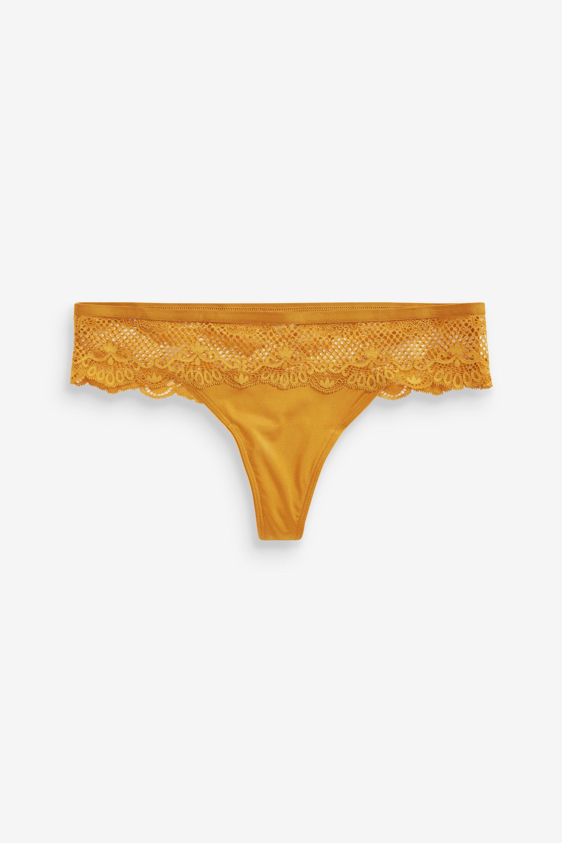 Microfibre And Lace Knickers Thong