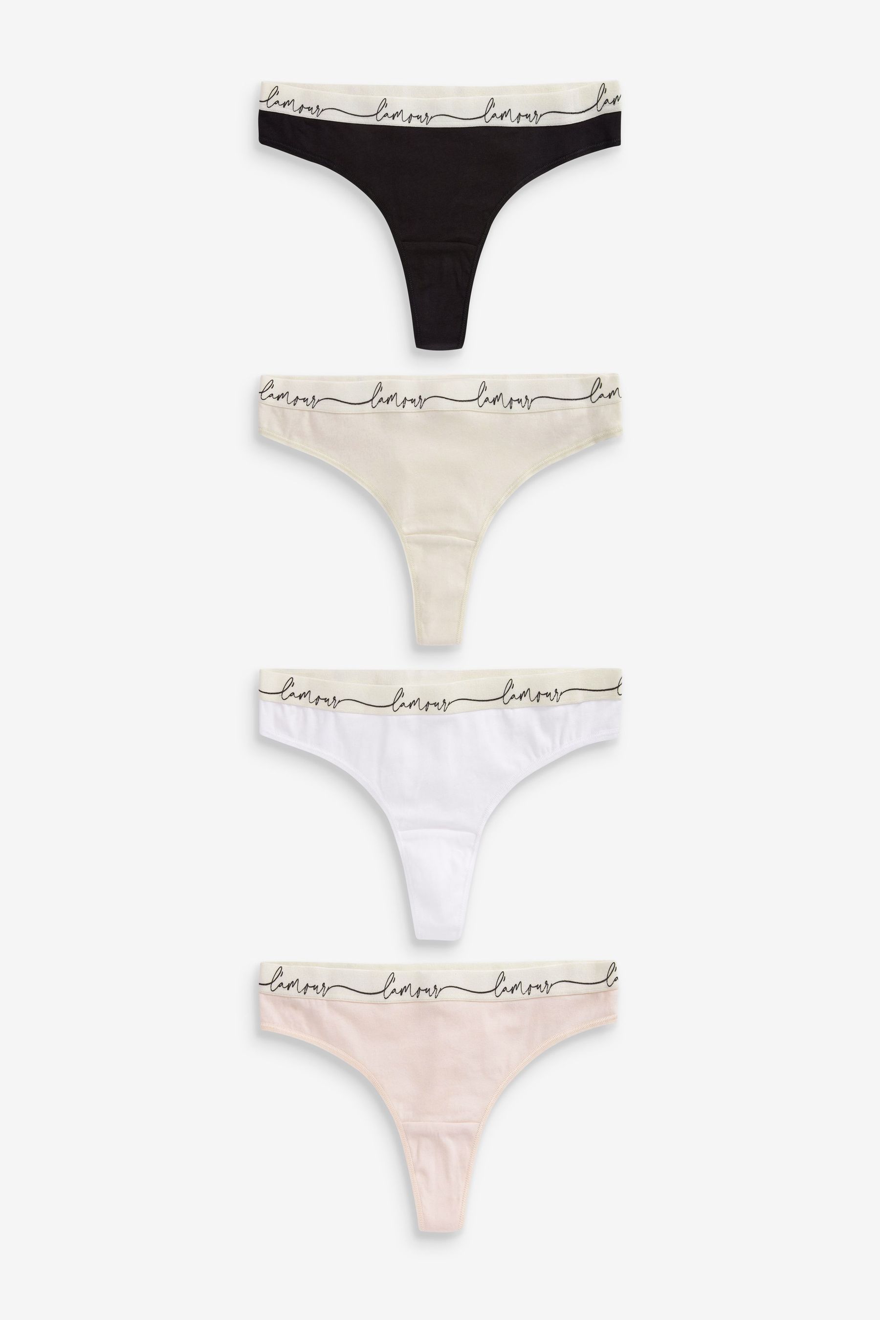 Cotton Rich Logo Knickers 4 Pack Thong