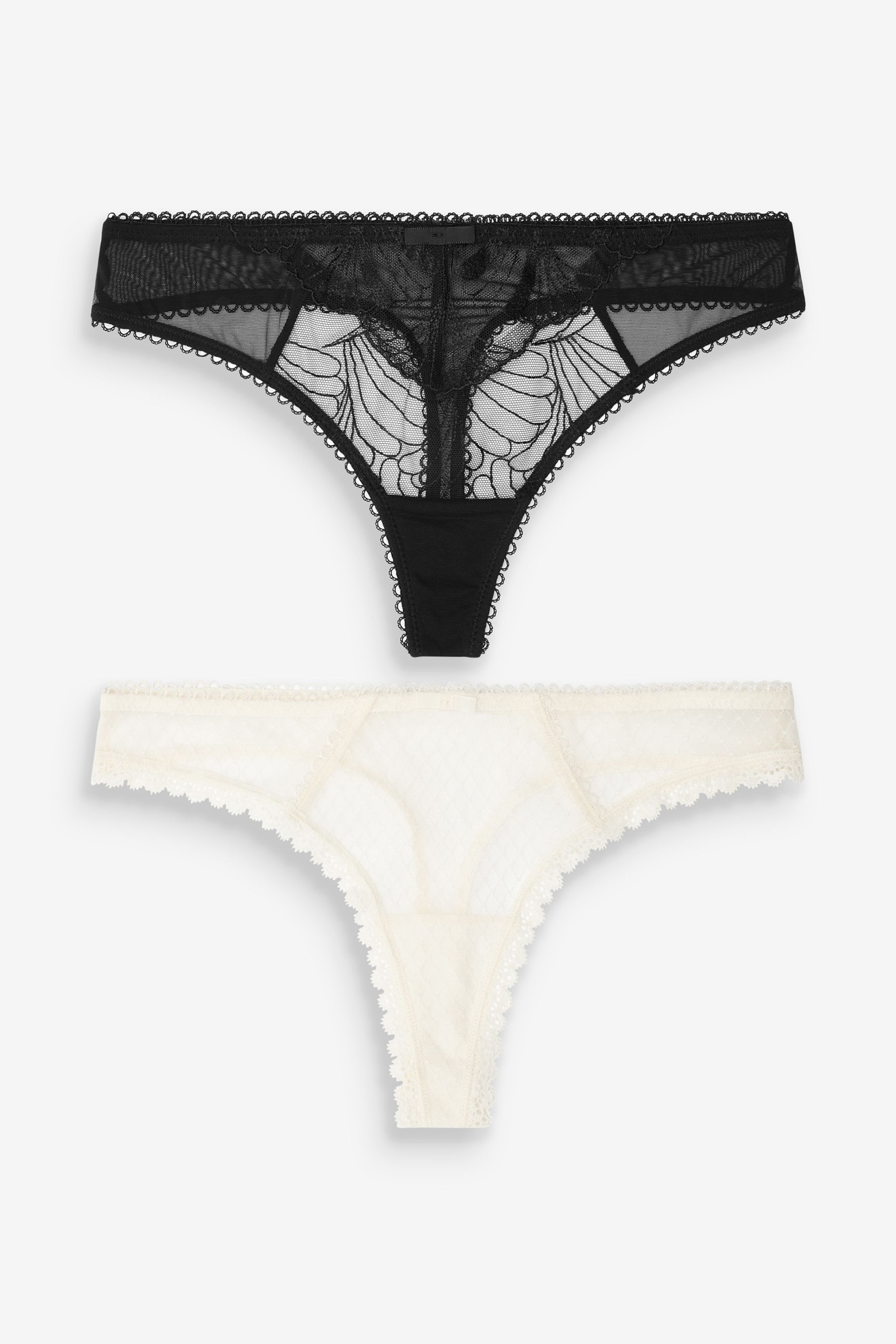 Embroidered Knickers 2 Pack Thong