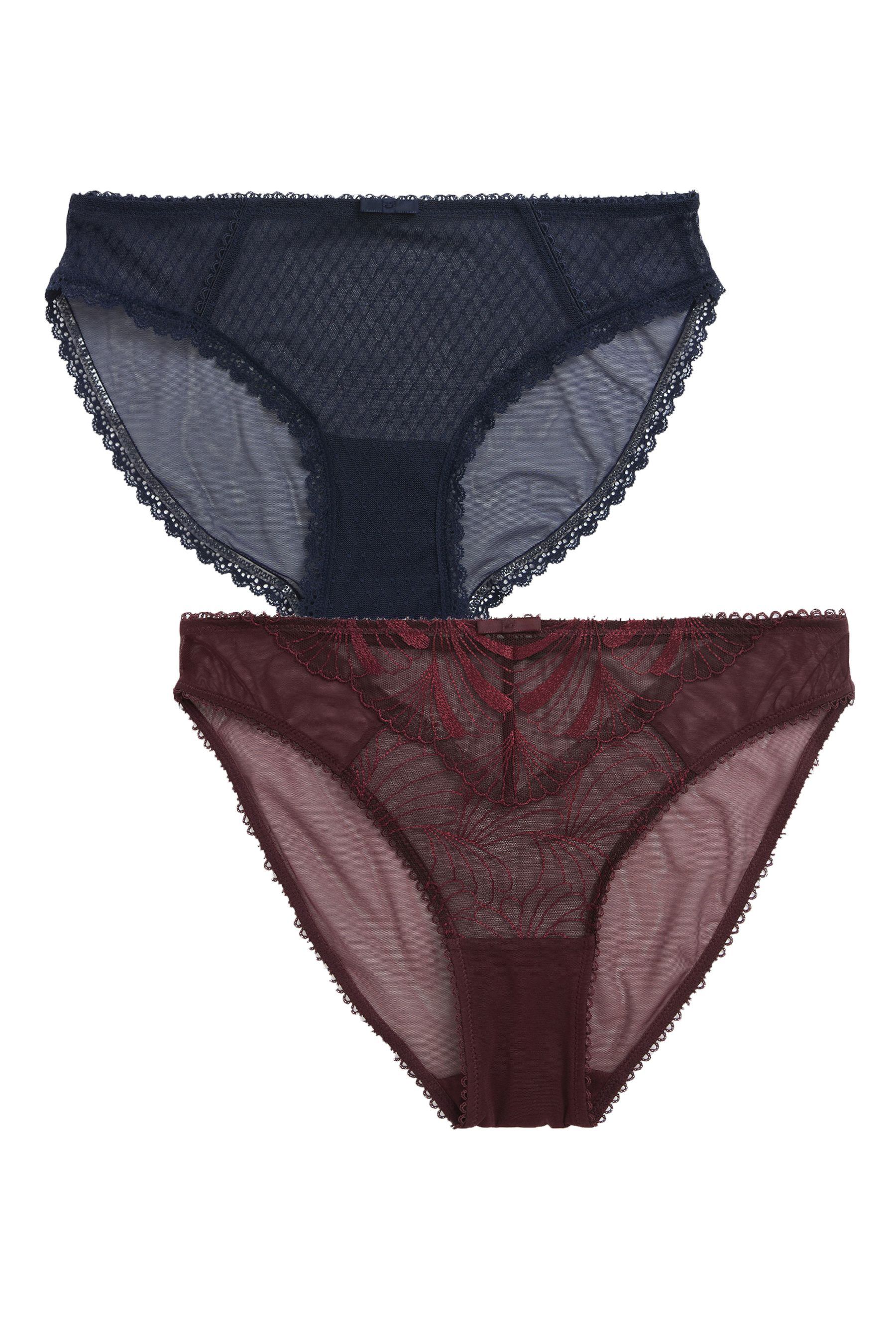 Embroidered Knickers 2 Pack High Leg