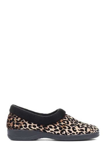 Pavers Ladies Leopard Print Full Slippers