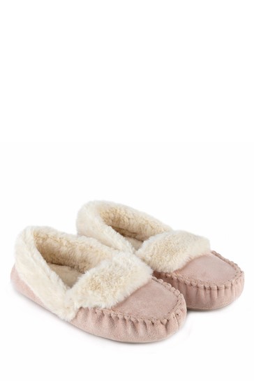 Totes Ladies Suedette Moccasin Slippers