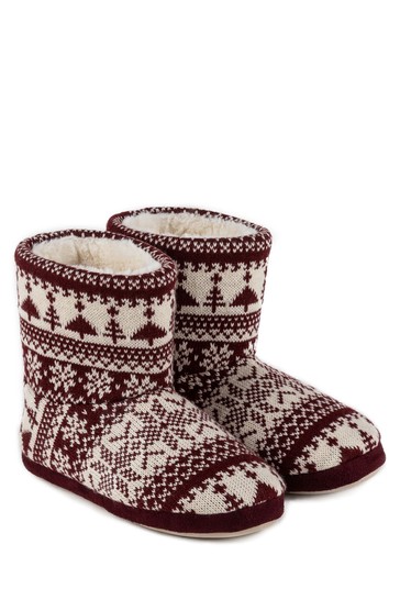 Totes totes Ladies Fair Isle Boot Slippers