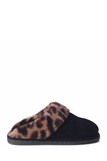 Linzi Felicity Faux Fur Leopard Trim Slipper Mule