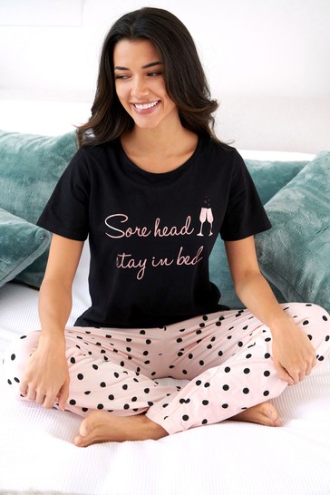 Pour Moi Sore Head Stay in Bed Cotton Jersey Pyjama Set