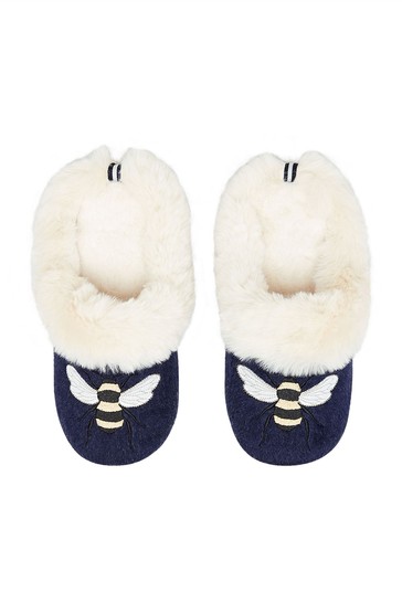 Joules Navy Slip On Bee Slippers