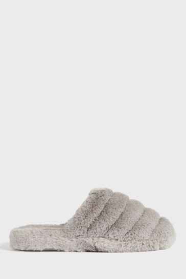 Ted Baker Grey Lopsey Faux Fur Mule Slippers