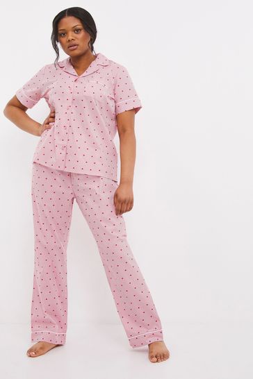 Simply Be Pink Heart Pretty Secrets Boxy Top Pyjama Set