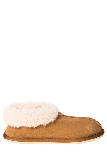 Celtic & Co. Ladies Camel Brown Sheepskin Bootee Slippers