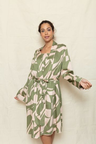 Fable and Eve Richmond Abstract Print L/SLV Short Robe