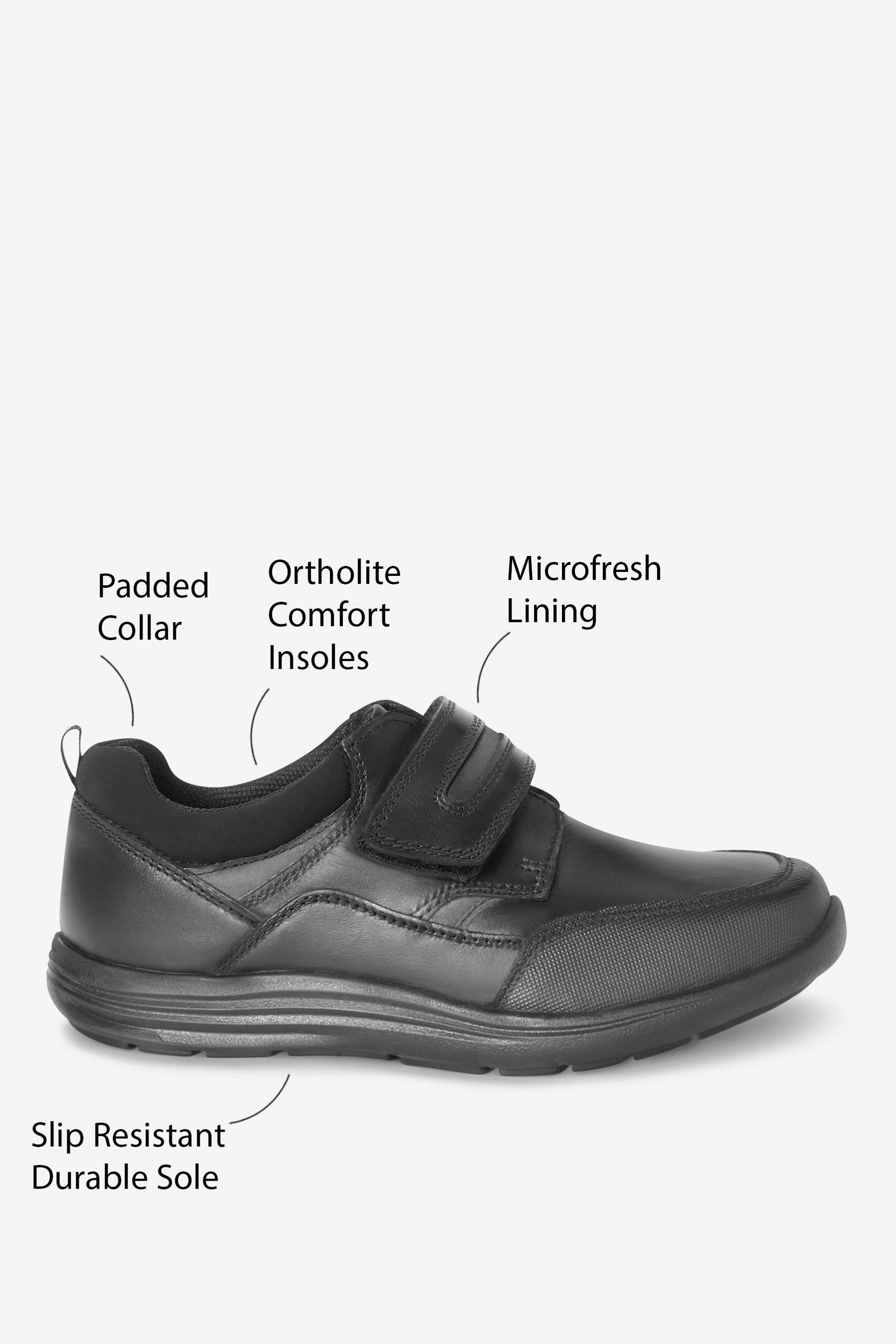 حذاء مدرسي جلد بحزام واحد مقاس عريض (G)