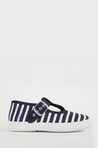 Trotters London Navy Blue Nantucket Canvas Shoes