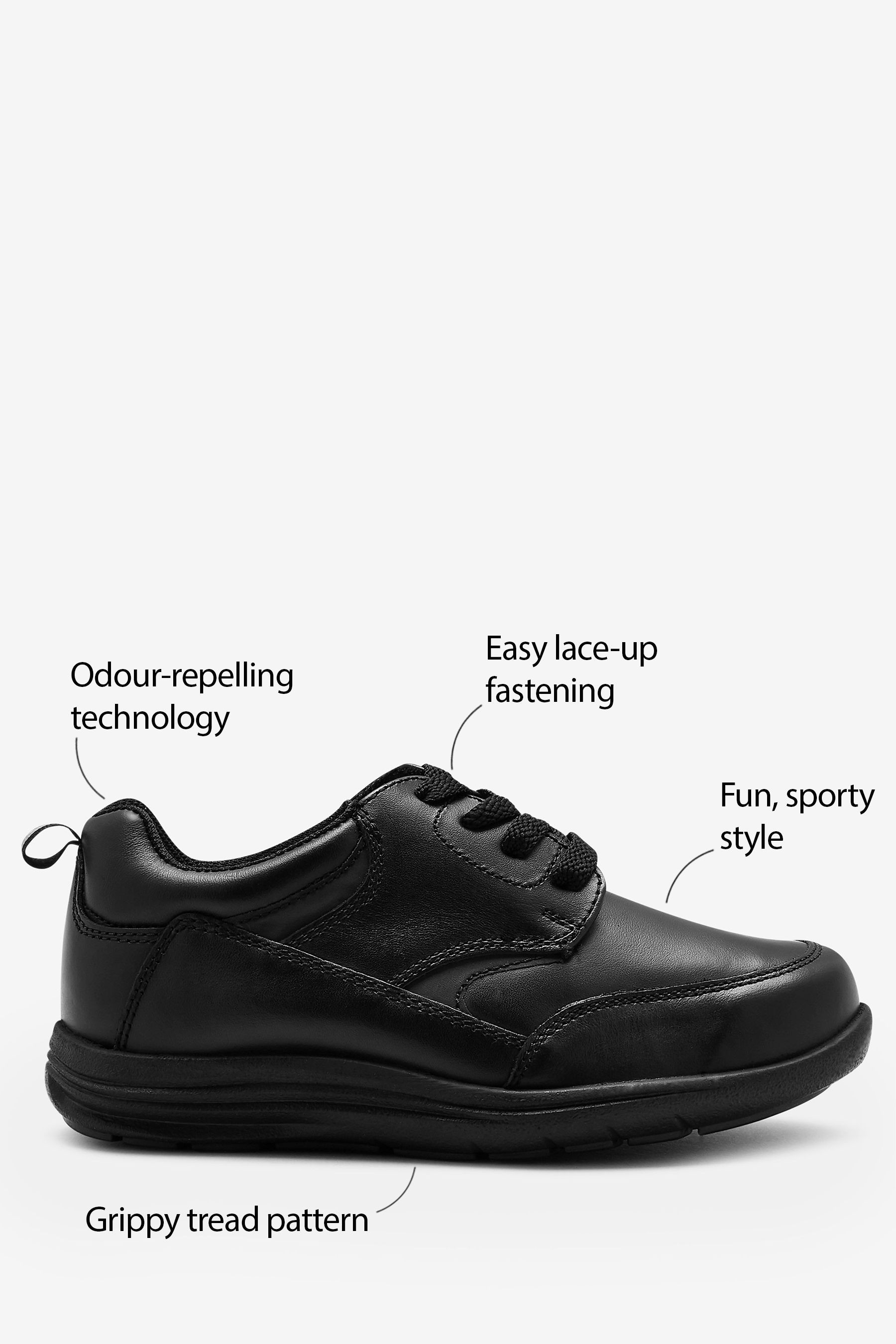 School Leather Lace-Up Shoes Standard Fit (F)