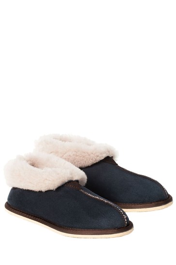 Celtic & Co. Ladies Blue Sheepskin Bootee Slippers